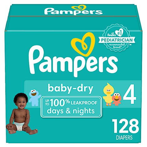 Pampers Baby Dry Diapers Size 4 - 128 Count
