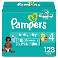 Pampers Baby Size 4 Dry Diapers - 128 Count - Image 1