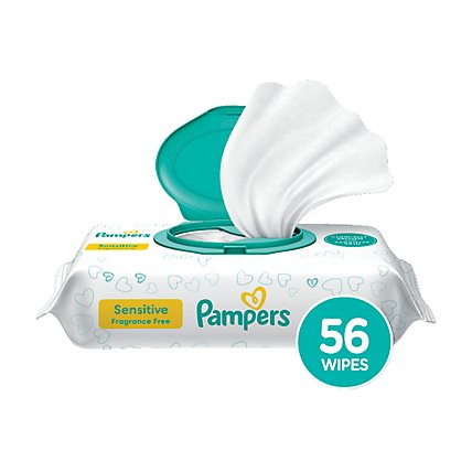 Pampers Baby Wipes Sensitive Perfume Free 1X Pop Top - 56 Count - Image 2