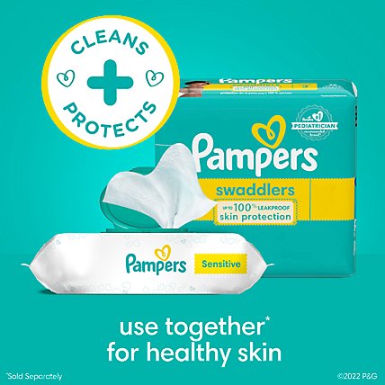 Pampers Baby Wipes Sensitive Perfume Free 1X Pop Top - 56 Count - Image 7