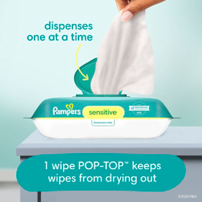 Pampers Baby Wipes Sensitive Perfume Free 1X Pop Top - 56 Count - Image 7