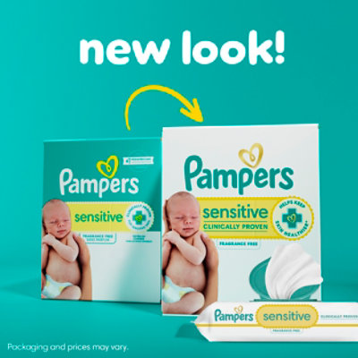 Pampers Baby Wipes Sensitive Perfume Free 3X Pop Top - 168 Count - Image 2