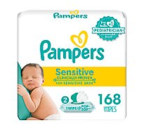 Pampers Baby Wipes Sensitive Perfume Free 3X Pop Top - 168 Count