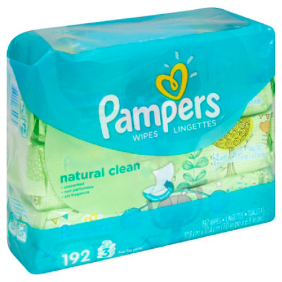 Pampers Wipes Natural Clean Unscented Travel Packs 192 Count