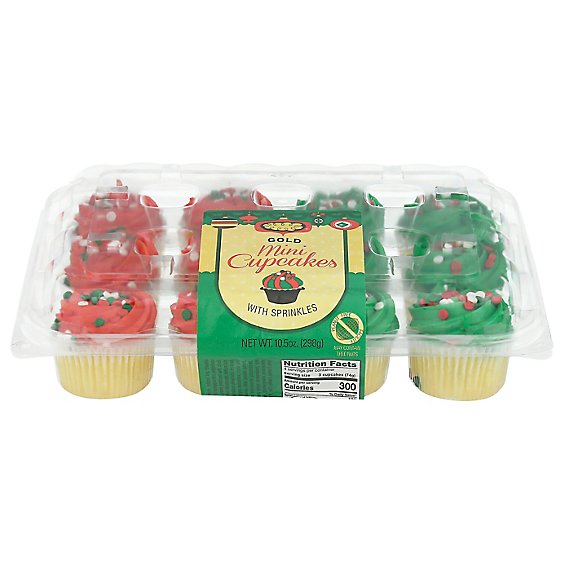 Mini Gold Cupcake w/ Sprinkles 12 Count - Each