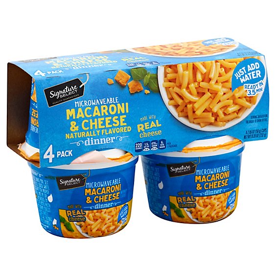 Signature SELECT Macaroni & Cheese Dinner Microwaveable Cup - 4-2.05 Oz