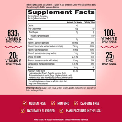 Airborne Immune Support Supplement Gummies 750mg Assorted Fruit Flavor - 21 Count - Image 4