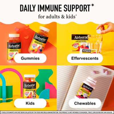 Airborne Immune Support Supplement Gummies 750mg Assorted Fruit Flavor - 21 Count - Image 7