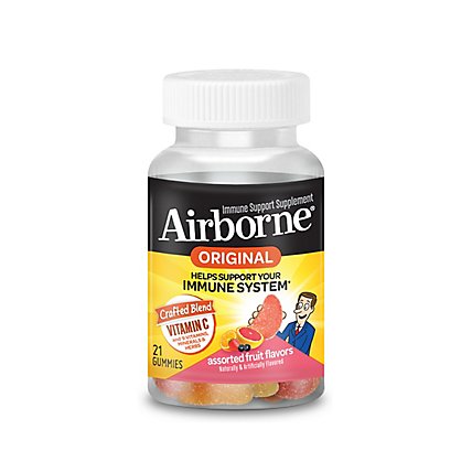 Airborne Immune Support Supplement Gummies 750mg Assorted Fruit Flavor - 21 Count - Image 2