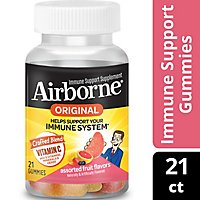 Airborne Immune Support Supplement Gummies 750mg Assorted Fruit Flavor - 21 Count - Image 1