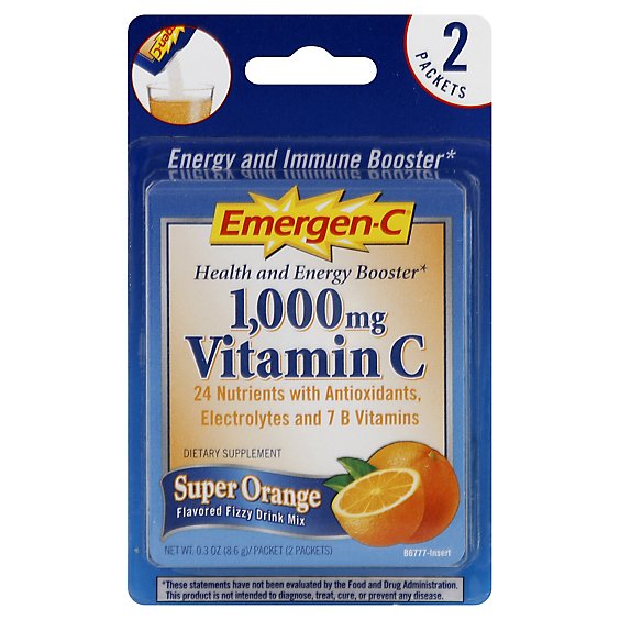 Emergen-C Vitamin C Dietary Supplement Super Orange - 2 Count