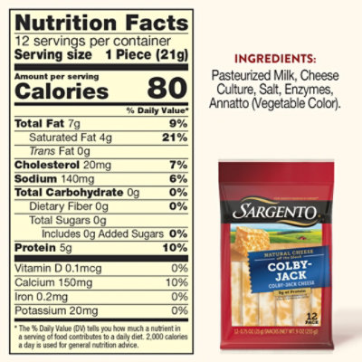 Sargento Colby-Jack Natural Cheese Snack Sticks 12 Count - 9 Oz - Image 4