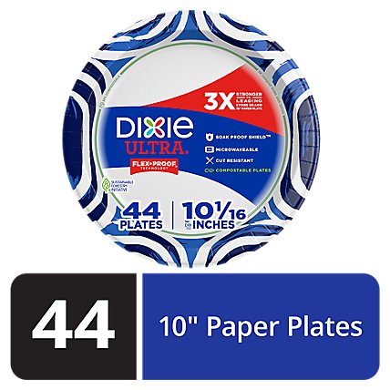Dixie Ultra Paper Plates Printed 10 1/6 Inch - 44 Count - Image 1