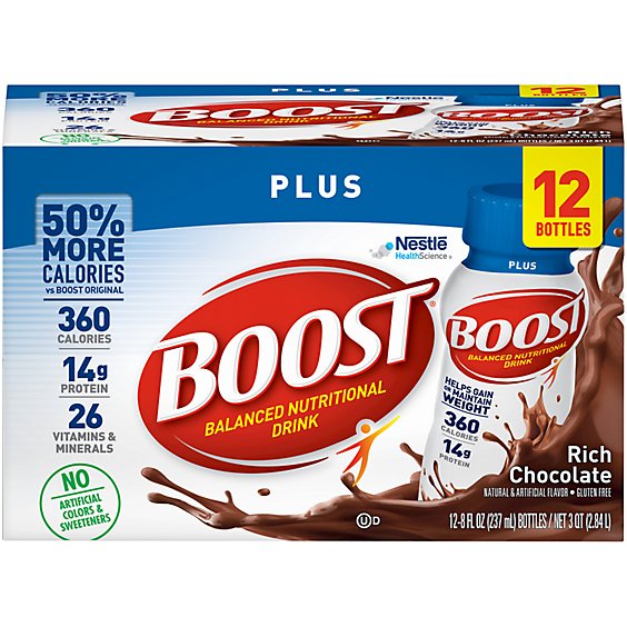 BOOST Plus Nutritional Drink Rich Chocolate - 12-8 Fl. Oz.
