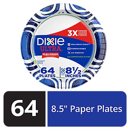 Dixie Ultra Paper Plates Printed 8 1/2 Inch - 64 Count - Image 1