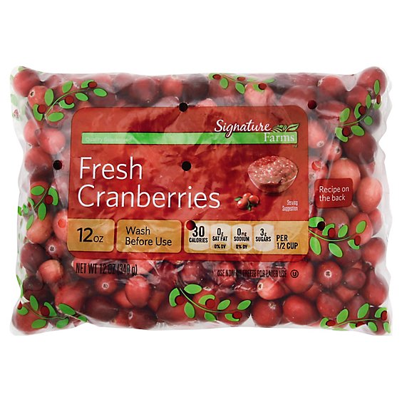 Signature Farms Cranberries Prepacked Bag Fresh - 12 Oz