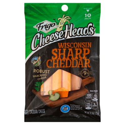 Frigo Cheese Heads Premium Snacking String Wisconsin Sharp Cheddar 10