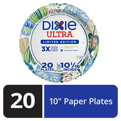 Dixie Ultra Paper Plates Printed 10 1/6 Inch - 20 Count - Image 1