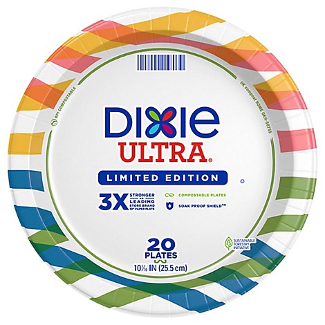 Dixie Ultra Paper Plates Printed 10 1/6 Inch - 20 Count