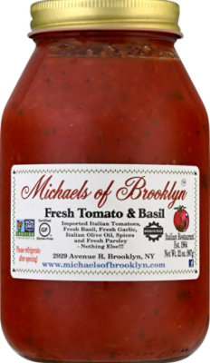 Michaels Of Brooklyn Pasta Sauce Freash Tomato & Basil Jar - 32 Oz - Image 2