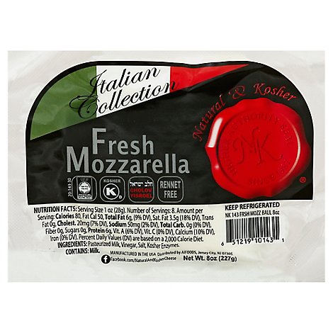Natural Kosher Mozzarella Ball Fresh - 8 Oz