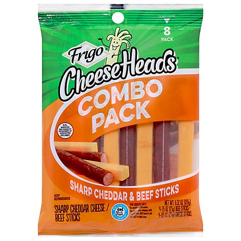 Frigo Cheese Heads Sharp Cheddar & Beef Sticks 8 Count - 6.33 Oz