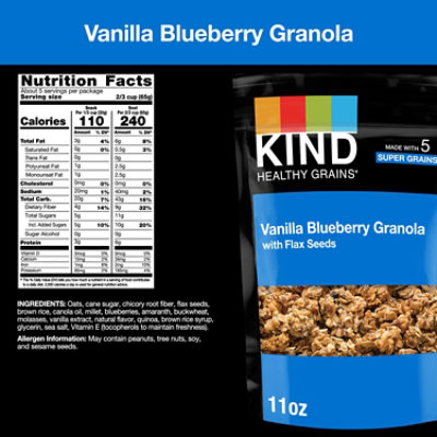 KIND Healthy Grains Vanilla Blueberry Granola with Flax Seeds Granola - 11 Oz - Image 2