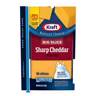 Kraft Natural Cheese Big Slice Sharp Cheddar - 8 Oz