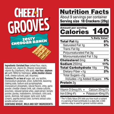 Cheez-It Grooves Cheese Crackers Zesty Cheddar Ranch Crunchy Snack Crackers - 9 Oz - Image 5