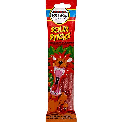 Paskesz Candy Sour Stick Strawberry - 1.75 Oz - Image 1