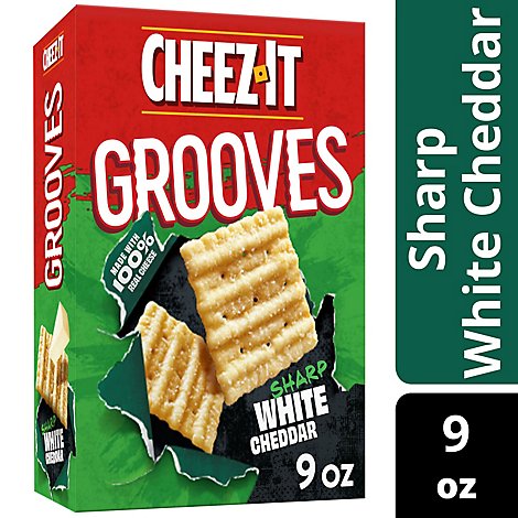 Cheez-It Grooves Cheese Crackers Crunchy Snack Sharp White Cheddar - 9 Oz