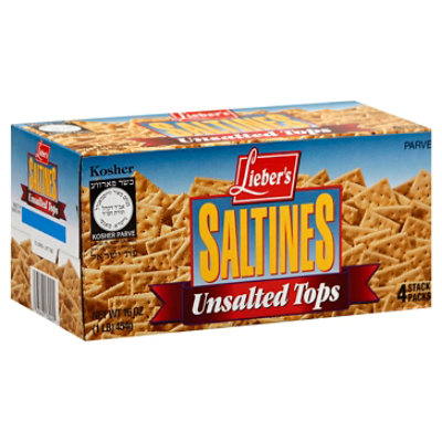 Liebers Saltine Crackers Unsalted Tops - 16 Oz