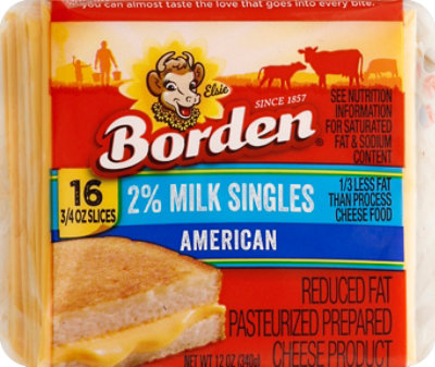 Borden Cheese 2% Individually Wrapped American Cheese Singles - 12 Oz - Image 2