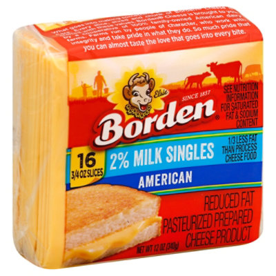 Borden Cheese 2% Individually Wrapped American Cheese Singles - 12 Oz - Image 1