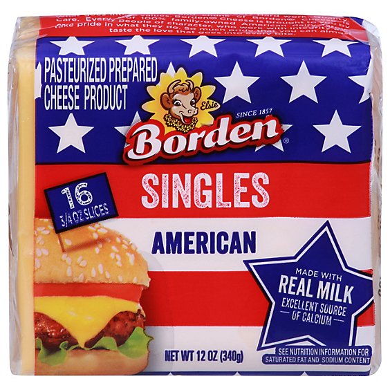 Borden Cheese American Cheese Single Wrapped Slice - 12 Oz