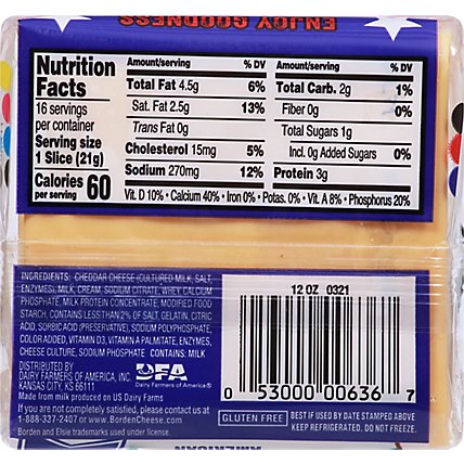 Borden Cheese American Cheese Single Wrapped Slice - 12 Oz - Image 4