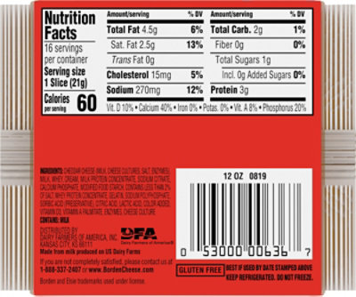 Borden Cheese American Cheese Single Wrapped Slice - 12 Oz - Image 4