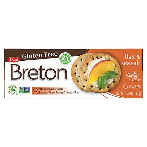 Breton Snacking Crackers Gluten Free Original With Flax - 4.76 Oz