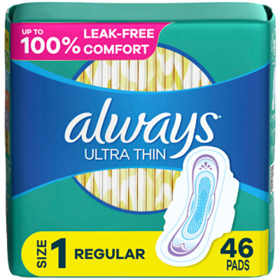 Always Ultra Thin Daytime Pads with Wings Size 1 Regular Unscented - 46 Count