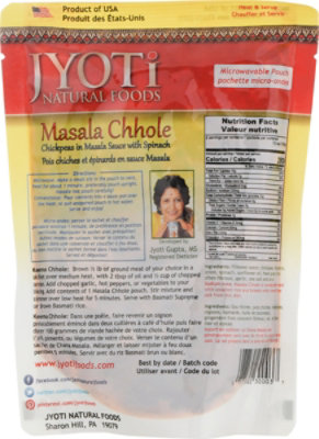 Jyoti Indian Cuisine Chickpeas With Spinach Masala Chhole - 10 Oz - Image 6