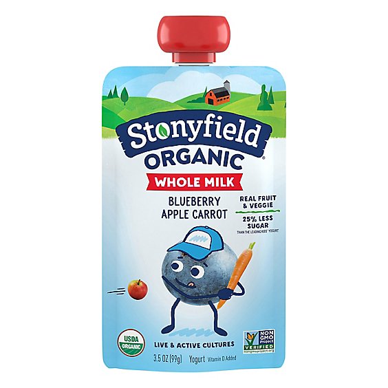 Stonyfield Organic Yogurt Whole Milk Blueberry Apple Carrot - 3.7 Oz