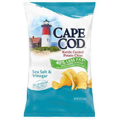 Cape Cod Potato Chips Kettle Cooked Sea Salt & Vinegar Less Fat - 8 Oz