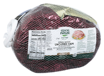 Open Nature Ham Spiral Sliced Seasoned Uncured Semi Boneless - 8.00 Lb - Image 2