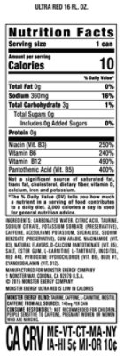 Monster Energy Ultra Red Sugar Free Energy Drink - 16 Fl. Oz. - Image 2