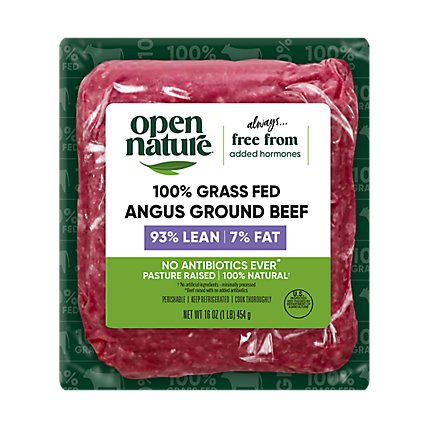 Open Nature 100% Natural Grass Fed Angus Ground Beef 93% Lean 7 % Fat - 16 Oz. - Image 4