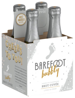 Barefoot Bubbly Brut Champagne Sparkling Wine -4-187 Ml - Image 1