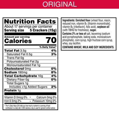 Town House FlipSides Oven Baked Crackers Original Lunch Snacks - 9.2 Oz - Image 3