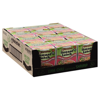 Maruchan Instant Lunch Ramen Noodle Soup Lime Chili Flavor with Shrimp - 12-2.25 Oz - Image 1