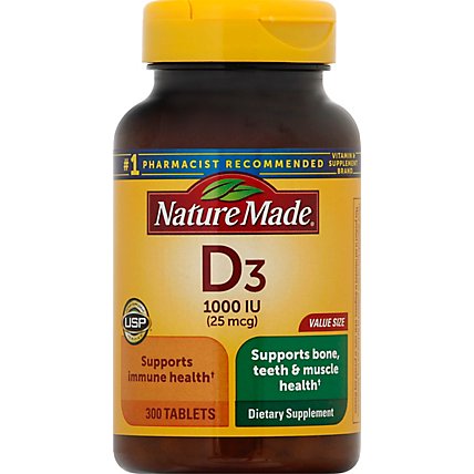Nature Made Vitamin D Supplement Tablets D3 1000 IU - 300 Count - Image 2