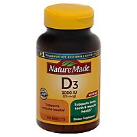 Nature Made Vitamin D Supplement Tablets D3 1000 IU - 300 Count - Image 1